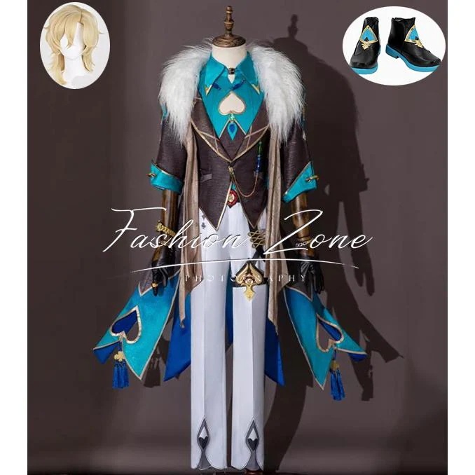最安値に挑戦崩壊：スターレイル 風 アベンチュリン Aventurine コスプレ衣装 ウィッグ 靴 ハロウィン 演出服 変装