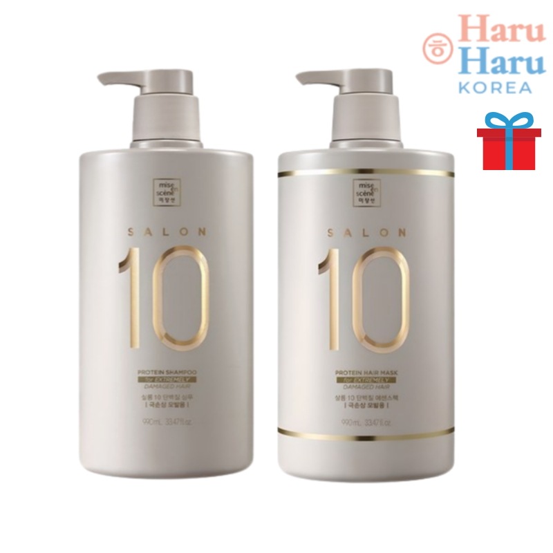【大容量企画商品1 + 1】サロン10 プロテイン シャンプー 990ml +トリートメントエッセンスパック 990mlセット/韓国コスメ/極損傷毛 タンパク質/ヘアパック/ダメージヘアケア 保湿