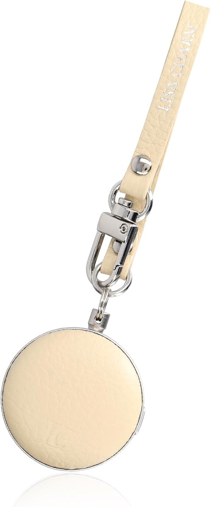 大人用防犯ブザー 女性用防犯ブザー 可愛い おしゃれ バッグチャーム 本革 マカロン ハンドメイド 超軽量( バニラ)