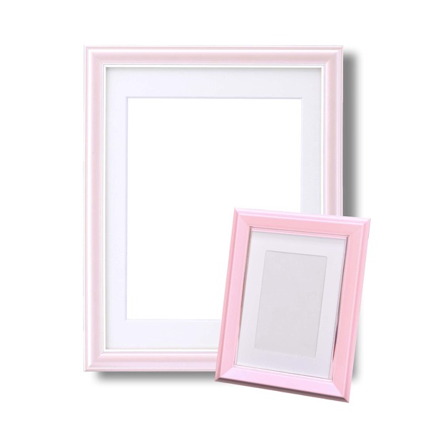 カラー 遺影額 セット ( 細い額 仏事用額 葬儀額セット 大小セットＡ ピンク ) メモリアルセット フレーム 額縁 額