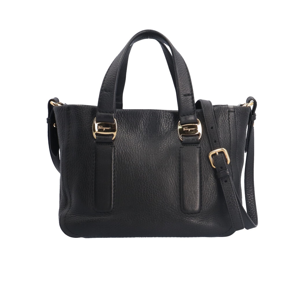 サルヴァトーレフェラガモ ショルダーバッグ レザー GG-21D778 ブラック Salvatore Ferragamo 中古