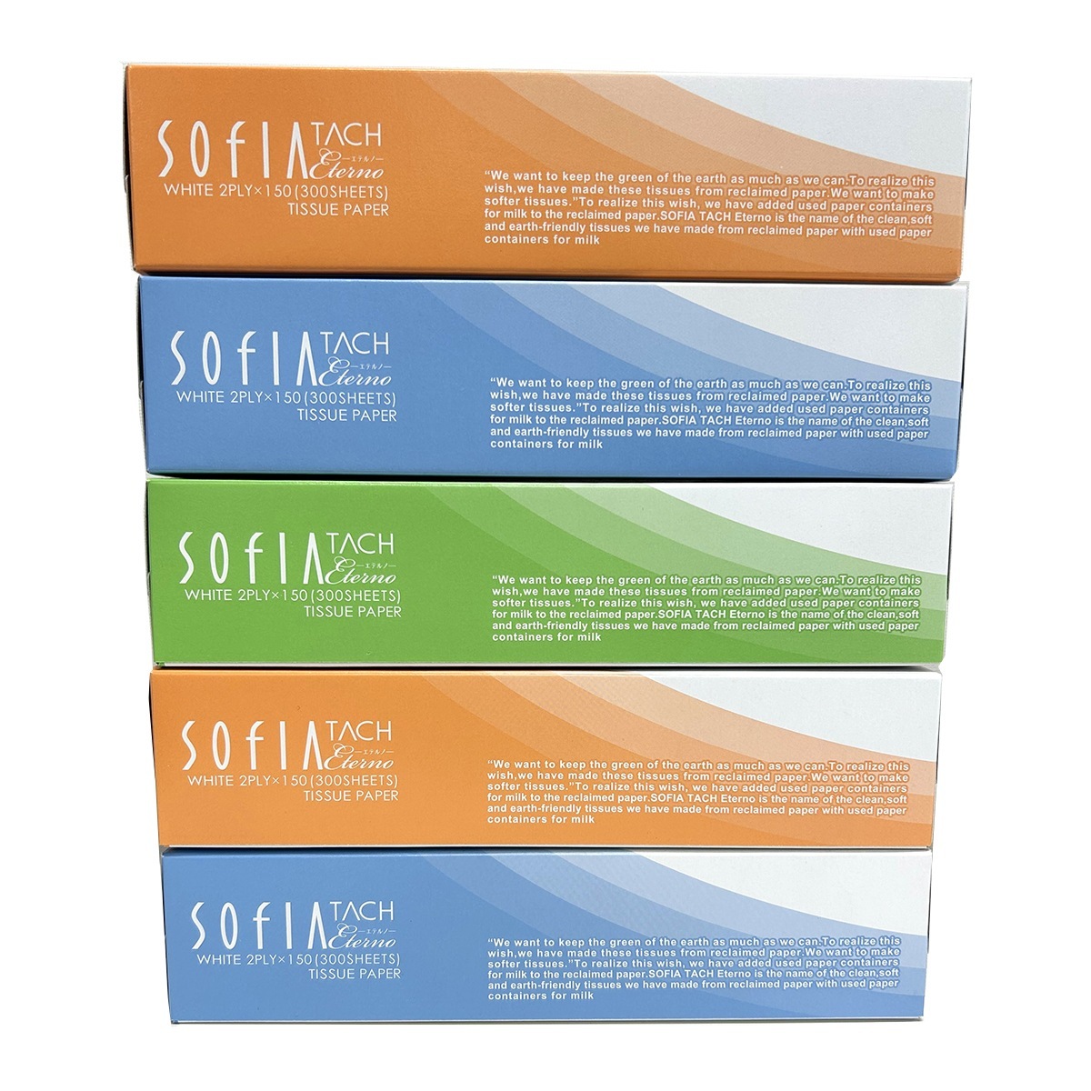マスコー製紙 ソフィアタッチエテルノ ボックスティッシュ150Ｗ 5個入り X12パック