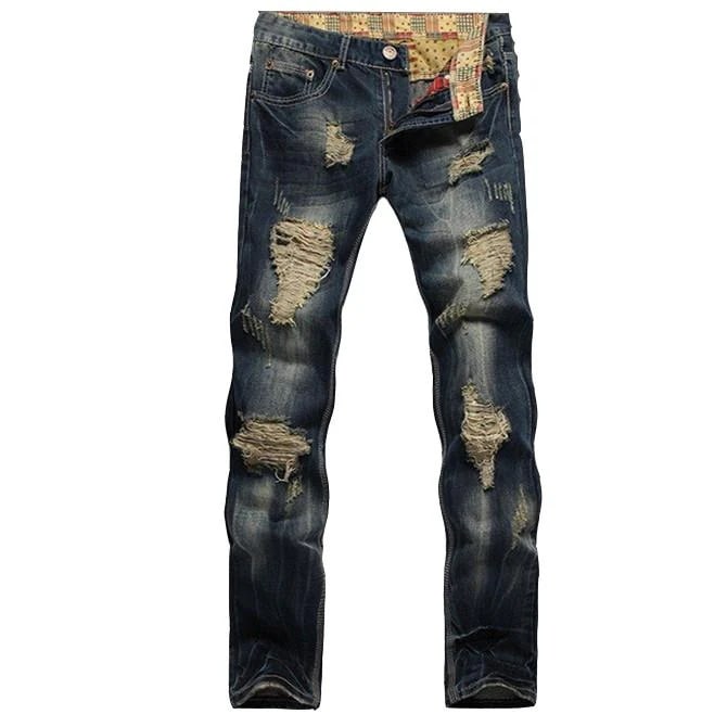 【短納期】ジーンズ メンズ ボトムス デニムパンツ スキニー 個性的 欧米風 カジュアル デニムジーンズ ダメージ ジーンズ ジーパン ユーズドck-02930パーセント割引 5,000円