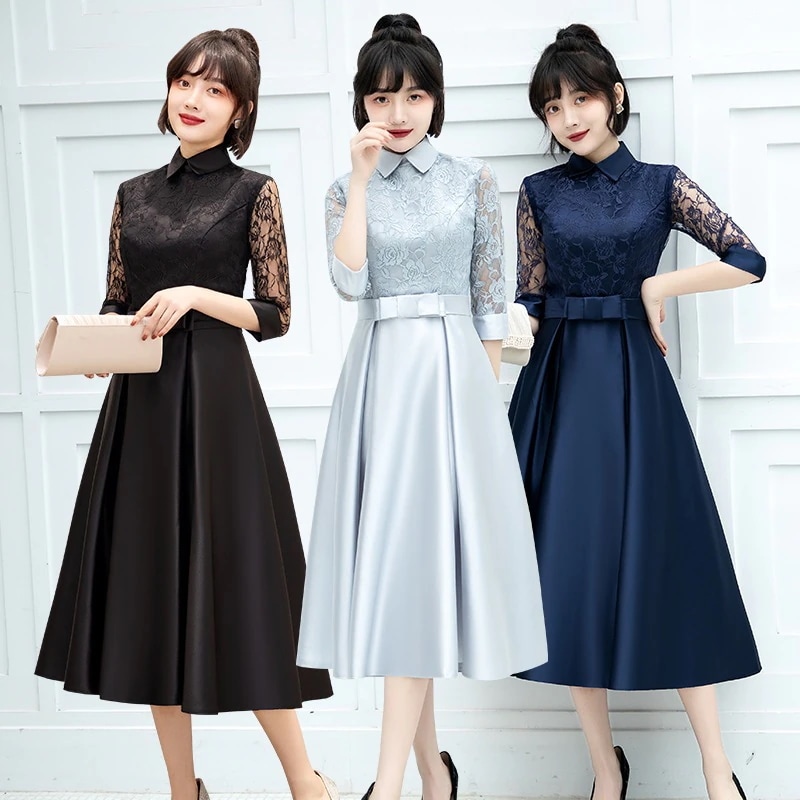 パーティードレス ブラック ガウン レディース 2025 新しいスタイル 宴会 エレガント スリム イブニングドレス