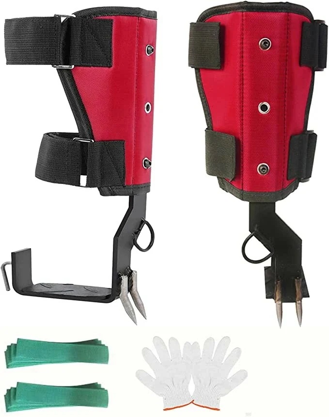 木登り器 アップグレード版 直立木登り道具 昇柱器 2つ爪 アップグレードされたワンピースステッチ ベルクロデザイン より柔軟な調整なストラップロープ 調節可能なリストストラップ付き 木登り靴滑り止め