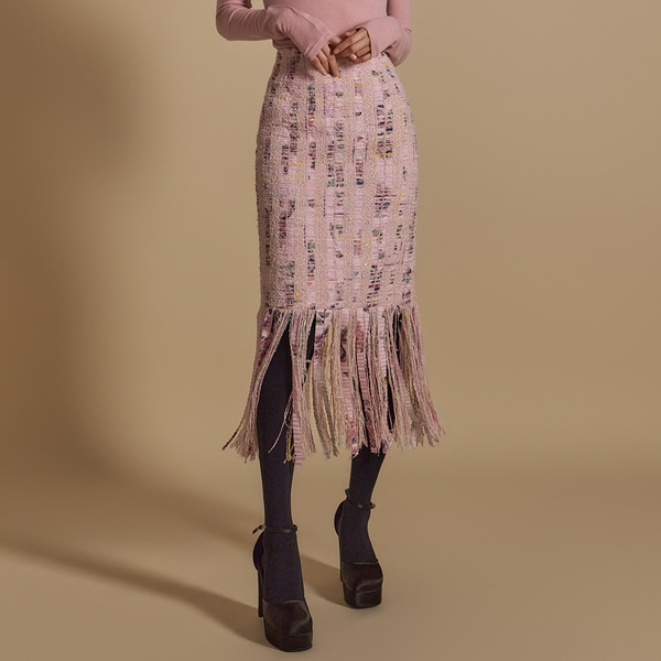 SK9249 ツイード フリンジ スカート