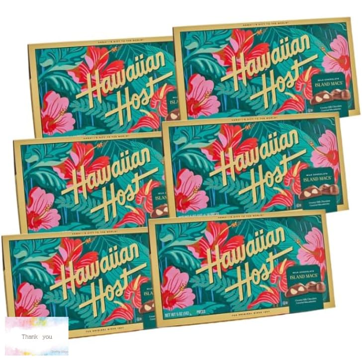 【6個セット】ハワイアンホースト マカダミアナッツチョコレート ハイビスカス 121g 4.3oz（12粒入り) オリジナルメッセージカード付き