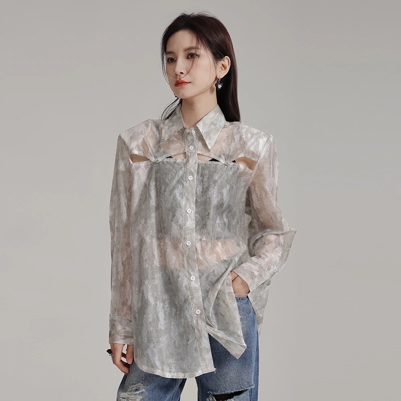 【J.Fashion】2024今週の割引は 25% オフです/プリント/ウエスト/シャツ/日焼け止め/春/夏/薄手/シャツ/レディース関連商品は店で購入可能