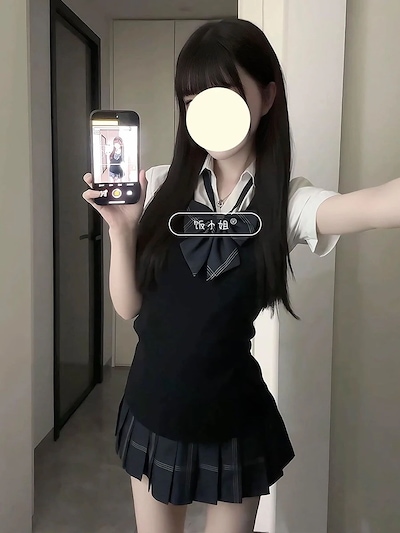 [セッ子アッ子プ]jk制服ニッ子ト夏の作Vネッ子ク純色ベストセッ子ト四時セッ子ト