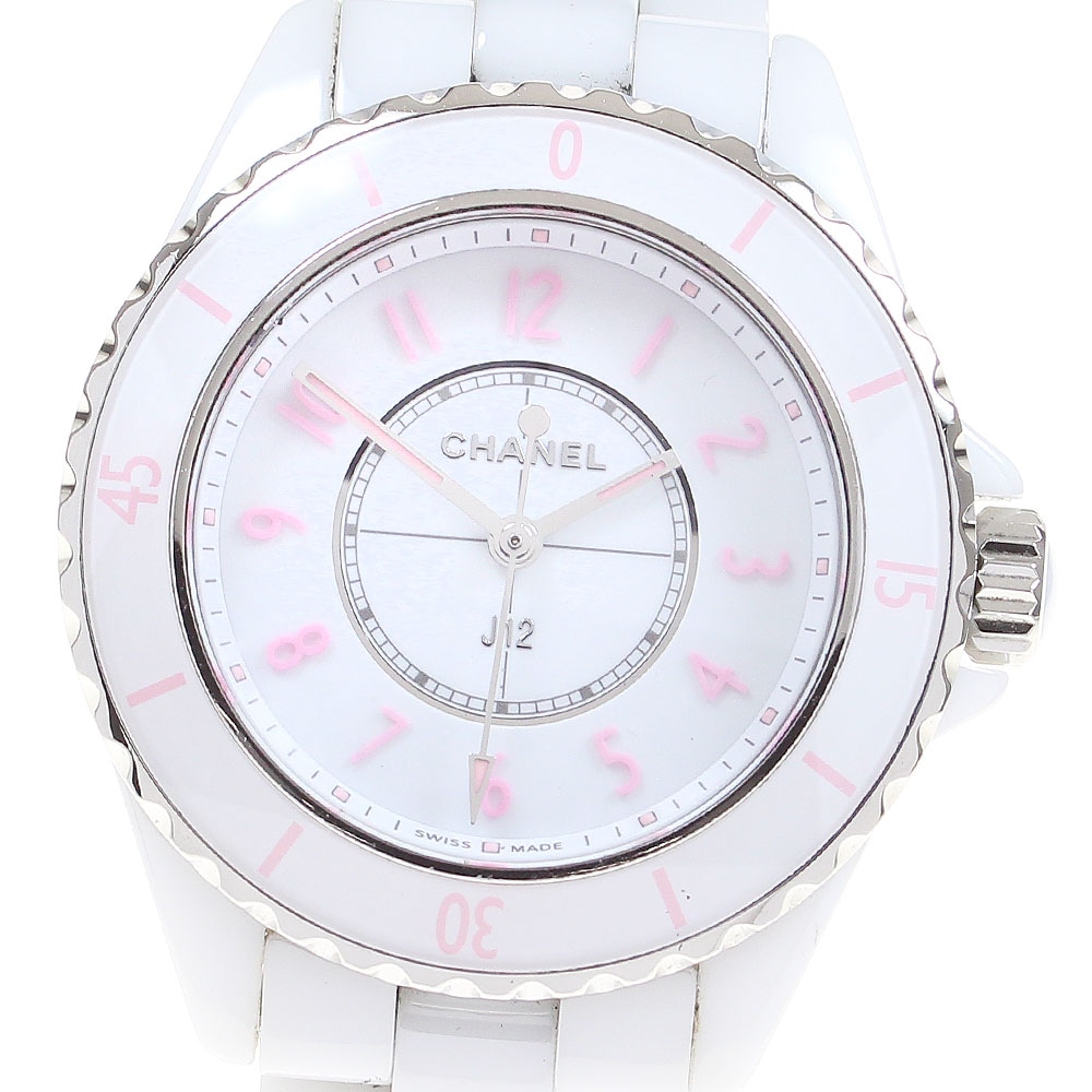シャネル CHANEL H6755 J12 ピンク ブラッシュ 世界限定1200本 クォーツ レディース 保証書付き_850173【中古】