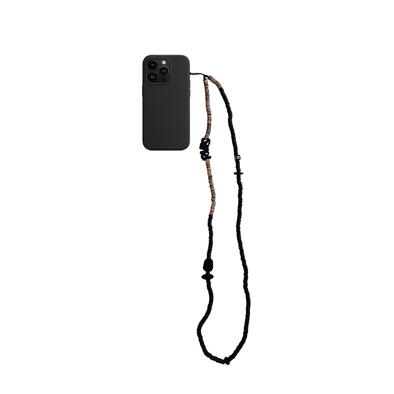 nature beads crossbody phone strap brown mix