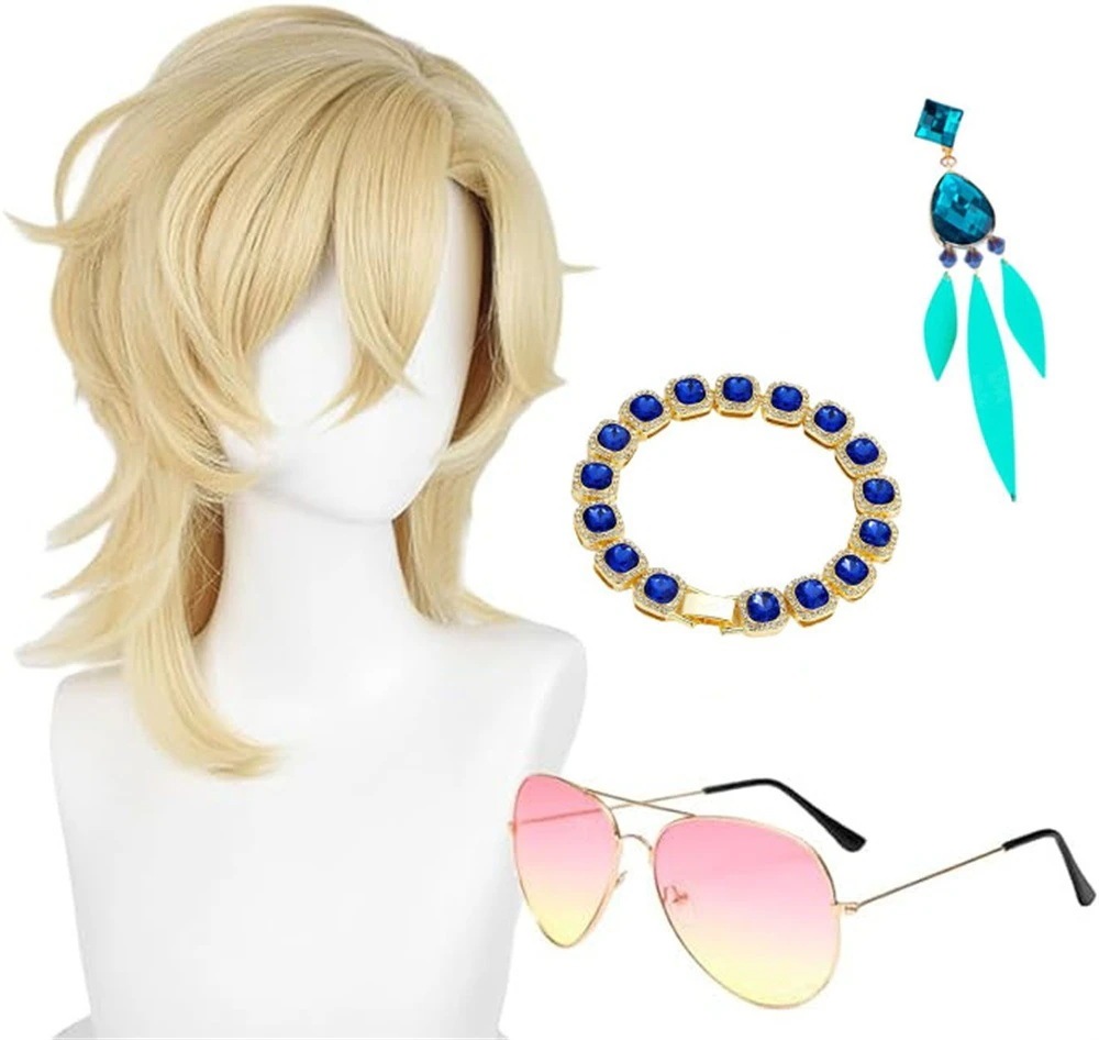 アベンチュリン ウィッグ 道具セット メガネブレスレット コスプレ道具 かつら カツラ コスチューム 変装 仮装 学院祭 忘年会 イベント