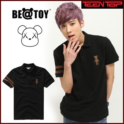 [正規品]TEENTOP CHUNJI 着用 Leopard double Black BEATOY T-シャツ半袖メンズレディース熊（くま）キャラクター韓国雑貨210RT301 900
