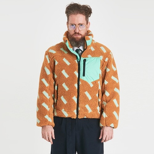 [送料無料]スミスアもー 蛍光パターンボアフリートジャケットらくだいろ