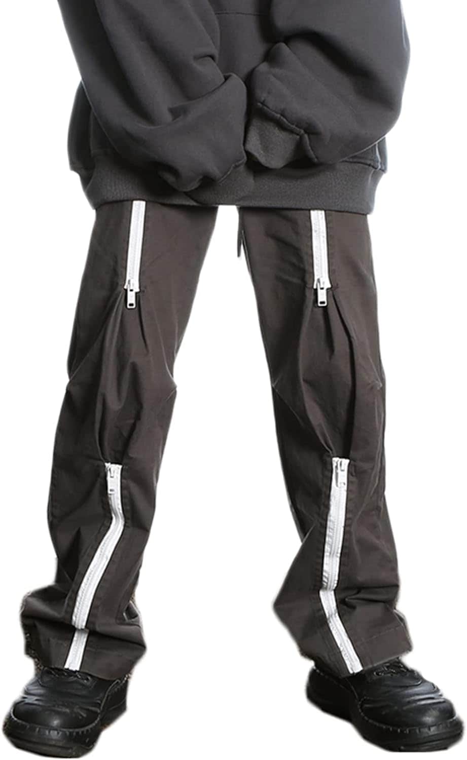 ストリート系 ロングパンツ メンズ イージーパンツ ジップ デザイン性 カジュアル ストレート 長ズボン 男女兼用 ルーズ 快適 大きいサイズ ストリートファション ヒップホップ ライブ衣装