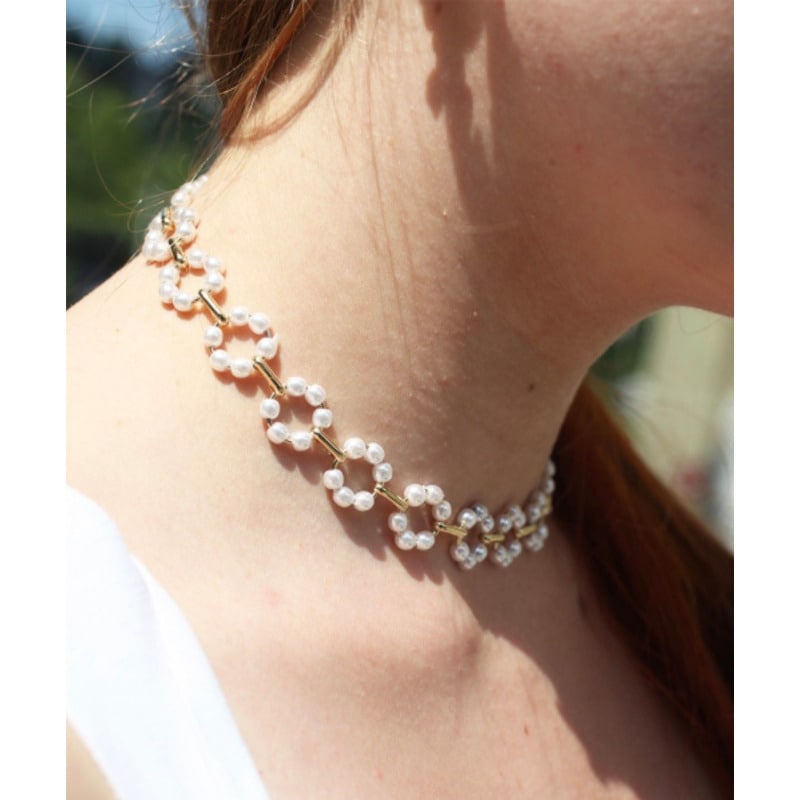 韓国公式ブランド HAS / Floral pearl choker necklace ネックレス