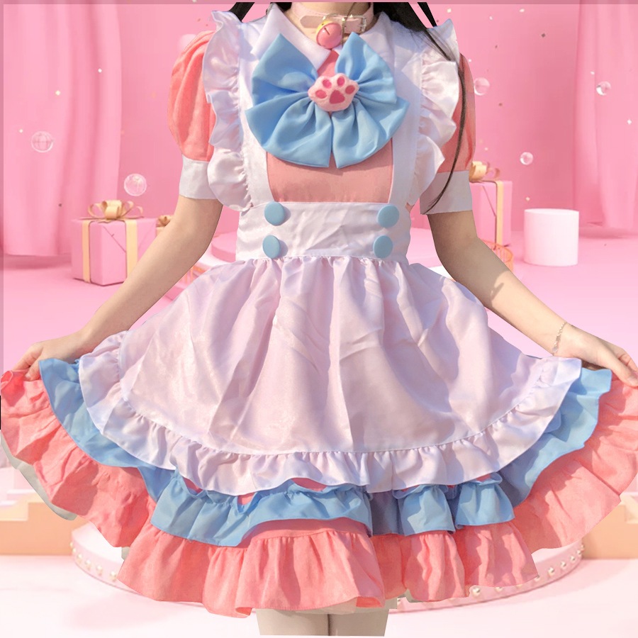 翌日発送可能 【お買得！】 超かわいいピンクのメイド服日本の毎日かわいいロリータ女性のロリータスーツドレス