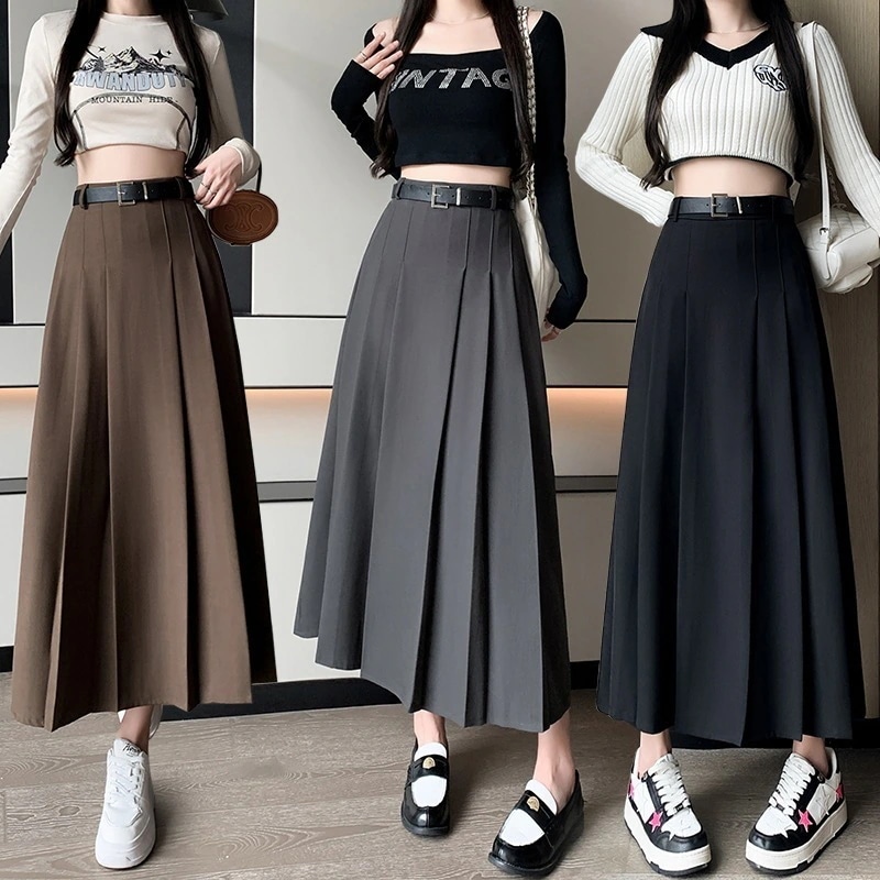 女性用厚みのあるスーツのプリーツスカートのリアルショット23ファッションミッドレングススリムニッチ万能ラインスカート 7,844円