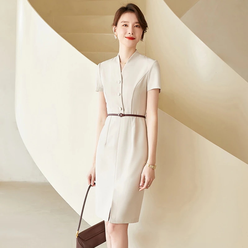 2025 夏 半袖 ワンピーススーツ ワンピース 新作 OL スーツ レディース オフィス 通勤