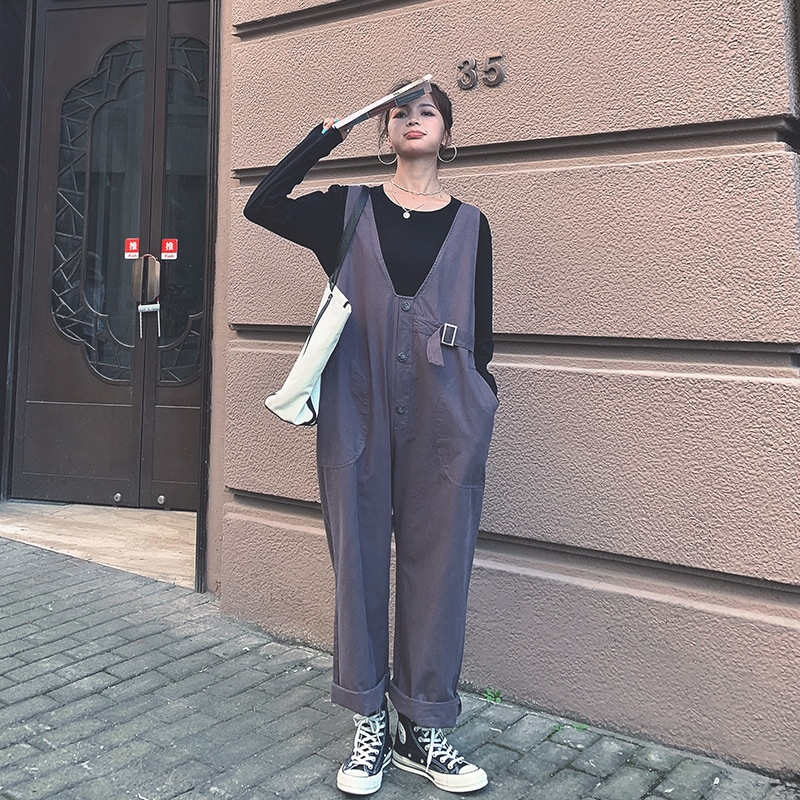 春新商品オーバーオール２点セット カジュアル着痩せ大きいサイズ 若見えコーデ完成！サロペット