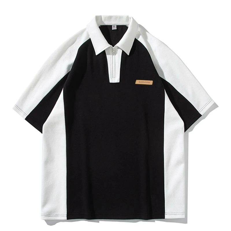 ポロシャツ メンズ コットン 半袖 コントラストカラー スプライシング Tシャツ 夏 英国 ヤッピー スタイル