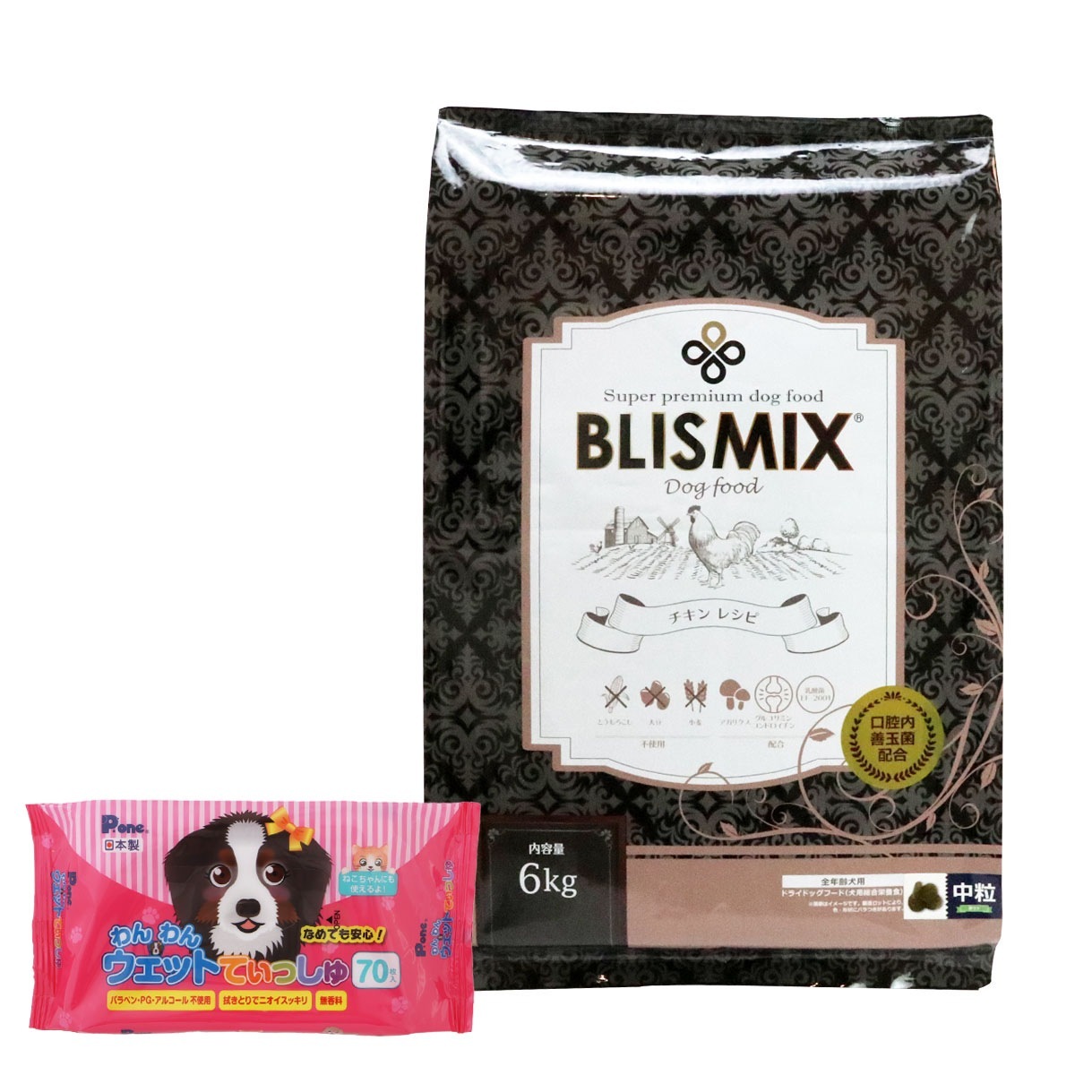チキンレシピ 中粒 6kg【わんわんウエットてぃっしゅ1個付き】 8,217円