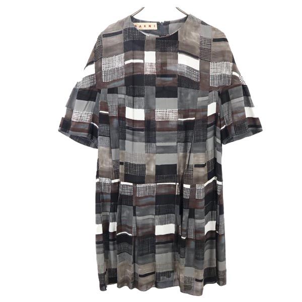 イタリア製 総柄 半袖 ワンピース 38 グレー系 レディース 12,536円