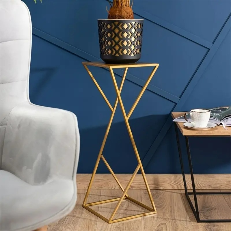 プラントスタンド 幾何学的 金属製 2カラー展開 ゴールド ブラック ラグジュアリー モダン お洒落 シンプル 観葉植物 グリーン 4-7