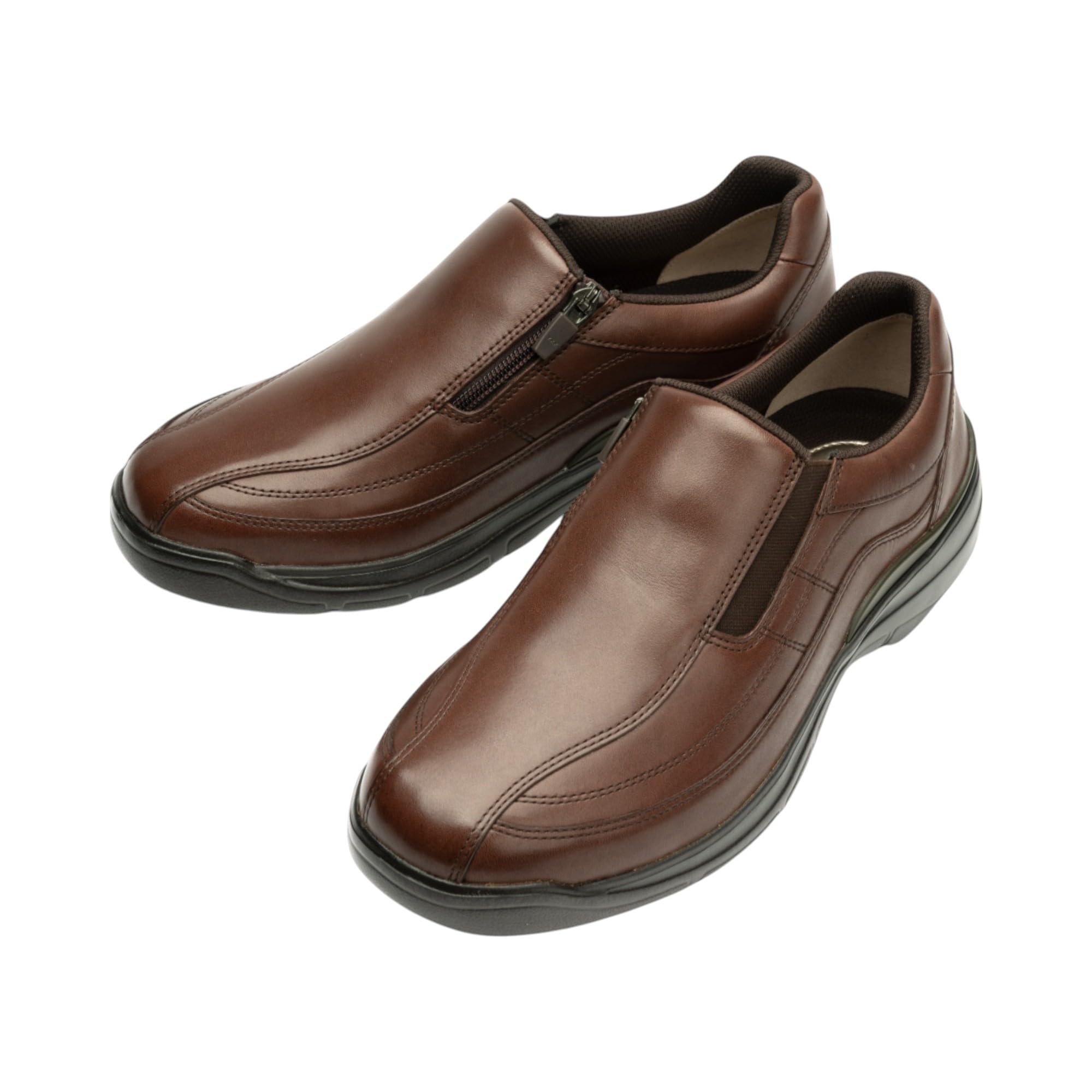 Dr.ASSY(ドクターアッシー) メンズ 牛革 サイドファスナー メンズ 紳士靴DR8015 軽量設計 通気性 4E幅広・甲高 スリッポン