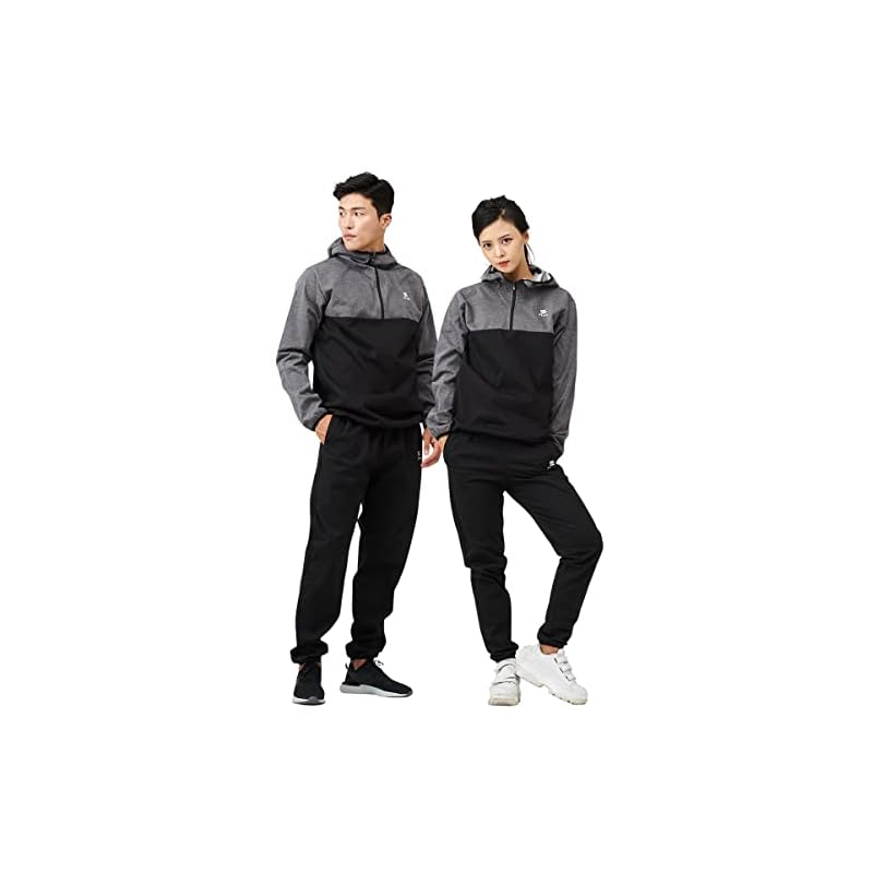 stan サウナスーツ メンズ レディース ダイエット［スポーツトレーナーが考えた大量発汗サウナスーツ］ 洗濯可 おしゃれ 大きいサイズ 男女兼用 ウインドブレーカー 上下セット［プルオーバー］ (ブ