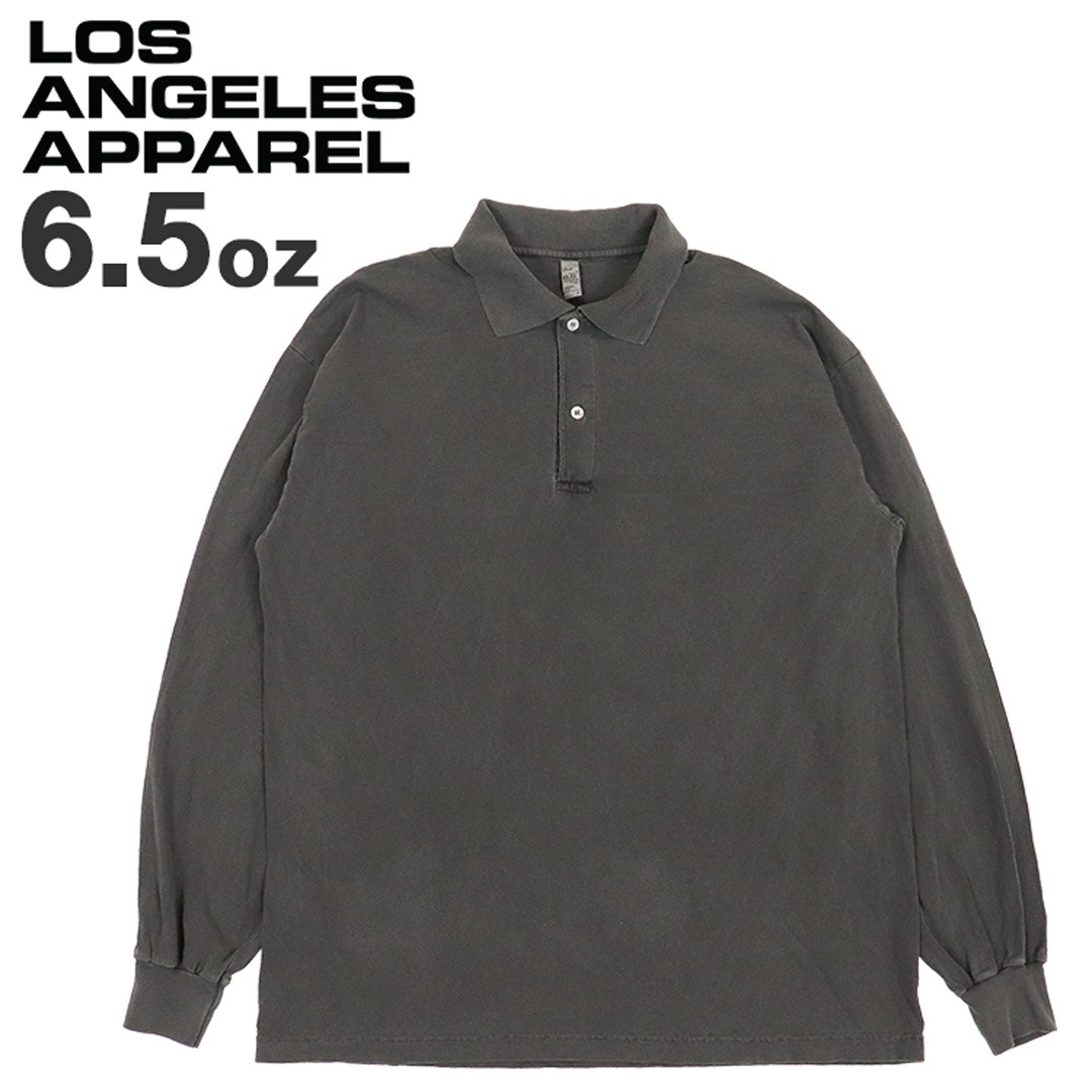 長袖 ポロシャツ ロスアパ Los Angeles Apparel メンズ 無地 ブランド 6.5オンス ガーメントダイ 18417GD アメリカ製