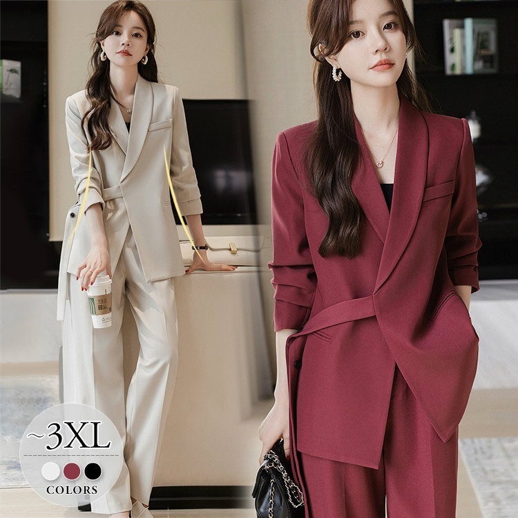 パンツスーツ ママスーツ スーツセット レディース 卒園式 卒業式 入園式 入学式 大きいサイズ お呼ばれ 披露宴 結婚式 パーティー 同窓会 30代 40代 50代 ホワイト レッド ブラック フ