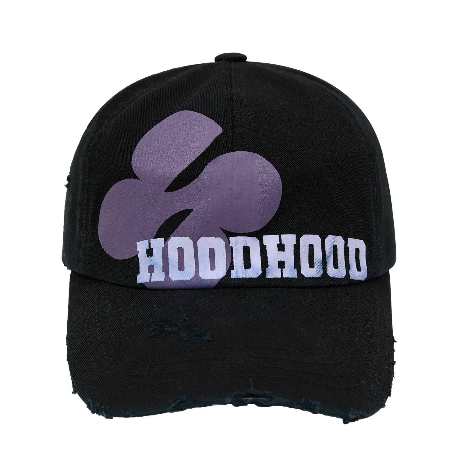 Multi logo destroyed ball cap BLACK