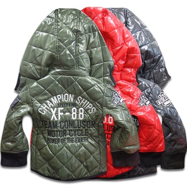 韓国子供服 ジャケット アウターチェーン刺繍XF-88バイカーズベビー キッズ ジュニア 中綿ダウンジャケット子供服 男の子 女の子 90cm 100cm 110cm 120cm 130cm 14