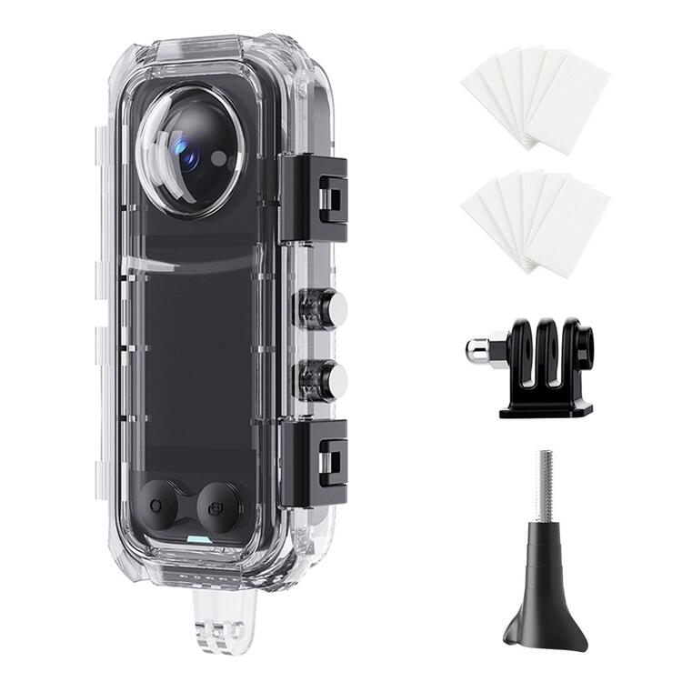 Insta360 X4専用 PC素材 防水ケース アダプタ ネジ ネジスパナ 3点セット 防水ハウジングケース 防水シェル ダイビング保護カバー 防水 防塵 保護ケース ハードケース クリア