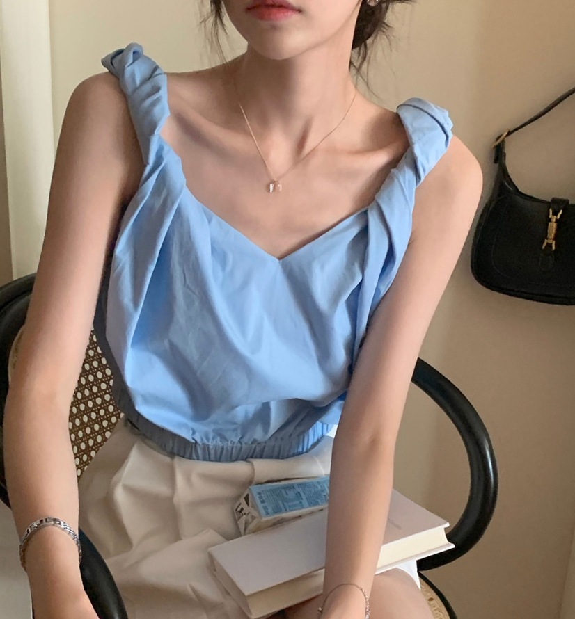 [LUOUSROOM] Lamu shoulder twist cropped sleeveless top