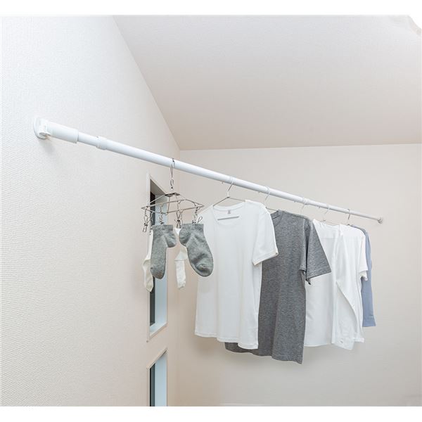 壁面用 取付ものほし 伸縮長さ2.23m ホワイト HTM-1