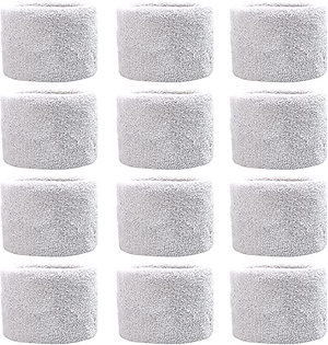 リストバンド スポーツバンド ショート 吸水性 伸縮性 12個セット( グレー