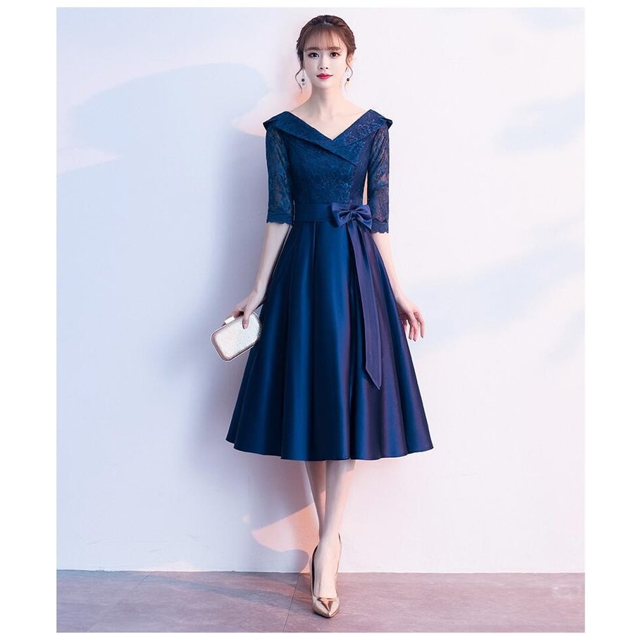 パーティードレス 結婚式ワンピース ミモレ丈ドレス 上品 大きいサイズ お呼ばれ 二次会 披露宴 フ 5,313円