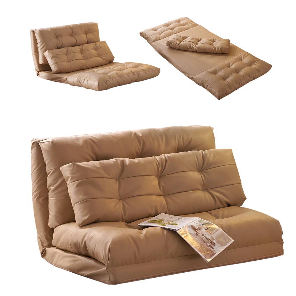 【日本国内出荷-3日で配達】ソファーベッド マルチに使る3WAY 幅108cm リクライニング クッション付き 座椅子 2人掛け 折り畳み コンパクト 6段階折りたたみベッド ローソファーDJYC85