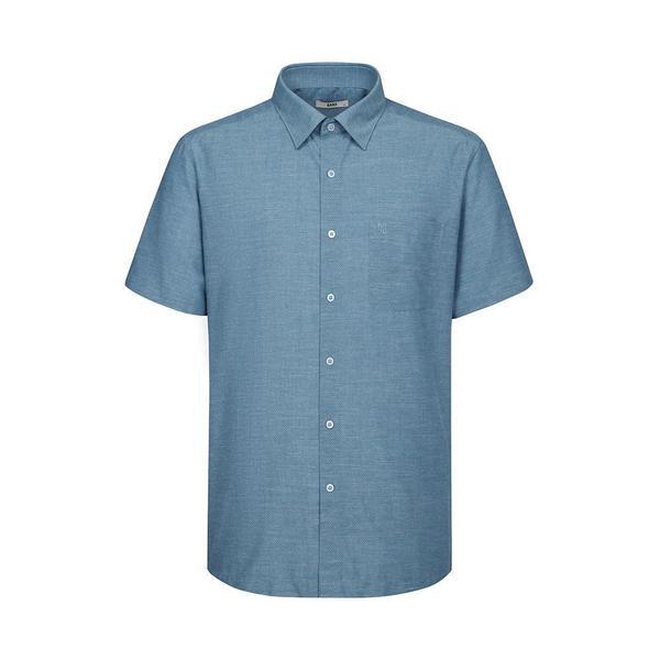 リネン混紡半袖シャツ レギュラーフィット グリーン_DLS2SHCS101E1