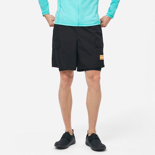 [] メンズカーゴ5分丈レギンスショーツ ブラック (B5SMWLP141BLK)