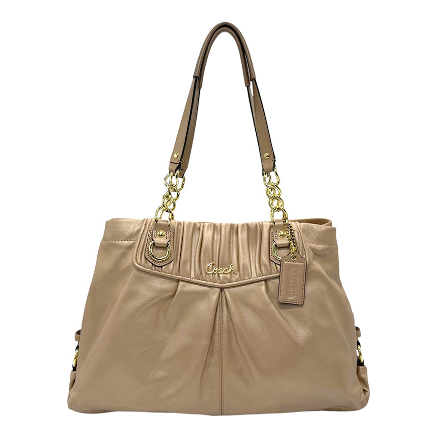 コーチ COACH ハンドバッグ レザー メタリックベージュ レディース n0726
