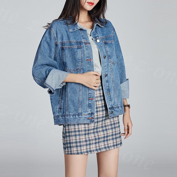 デニムジャケット デニムブルゾン ノーカラージャケット ツイルジャケット ブルゾン カーディガン 高身長 大きいサイズ マタニティ 韓国ファッション