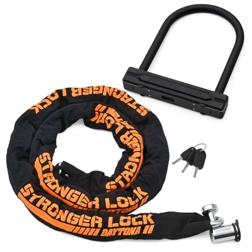 バイク用 チェーンロック + U字ロック 鍵1本で2つのロック管理 チェーン2.0m ストロンガーロックセット 31253