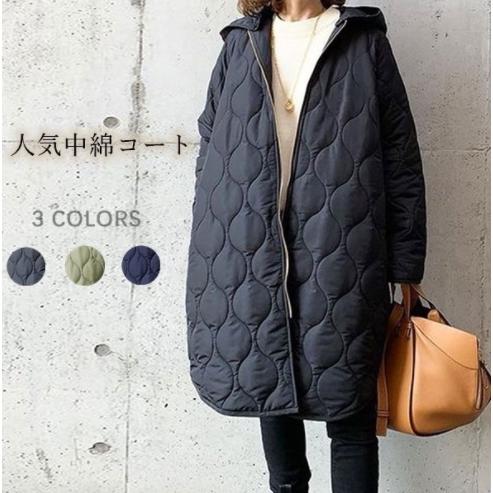 キルティングコート 中綿コート レディース ロング丈 中綿ジャケット 冬アウター ゆったり 暖かい 大きいサイズ 30代40代 50代60代