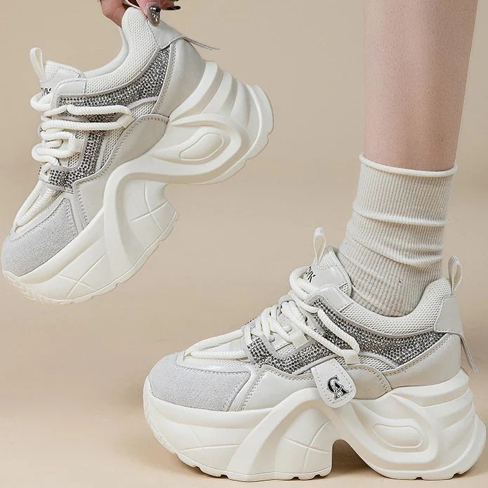 【急速発送】内増高靴8センチ女小柄オヤジ靴女厚底カジュアル百足婦人靴秋冬新作