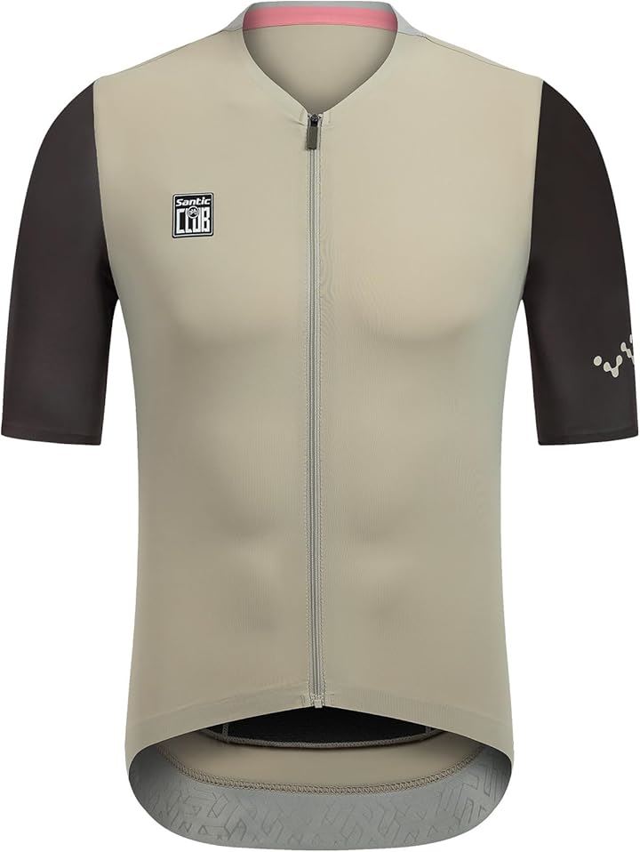 サイクルジャージ 半袖 サイクルウェア サイクリング 自転車 ロードバイク 夏(カーキ, L)