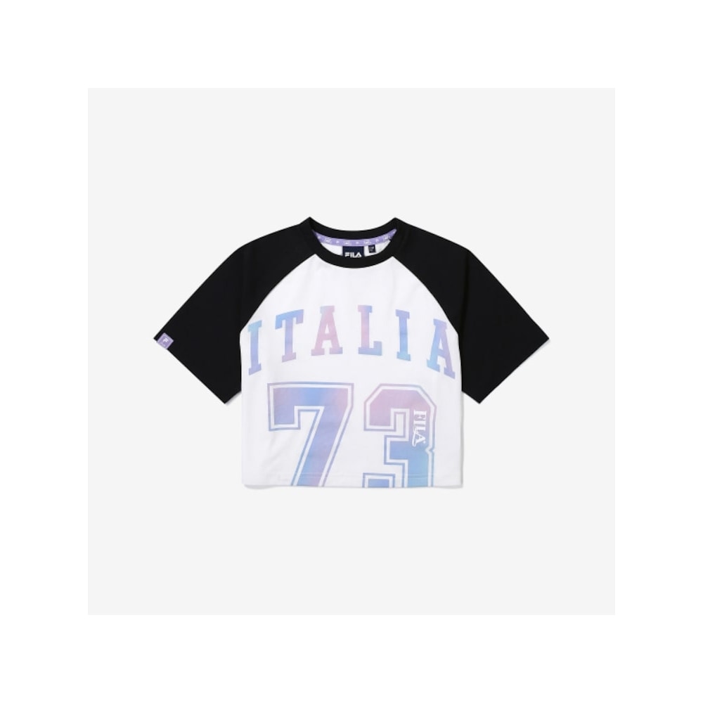 [FILA KIDS] ガールズラグランカラークロップ T シャツ (FK2RSG2306F_BLK) Q0ZFK2RSG2306FBLK