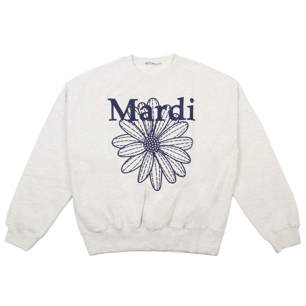 SWEATSHIRT FLOWERMARDI NEEDLEWORK OATMEAL NAVY 長袖 レディース 韓国 ファッション アパレル 刺繍ロゴ